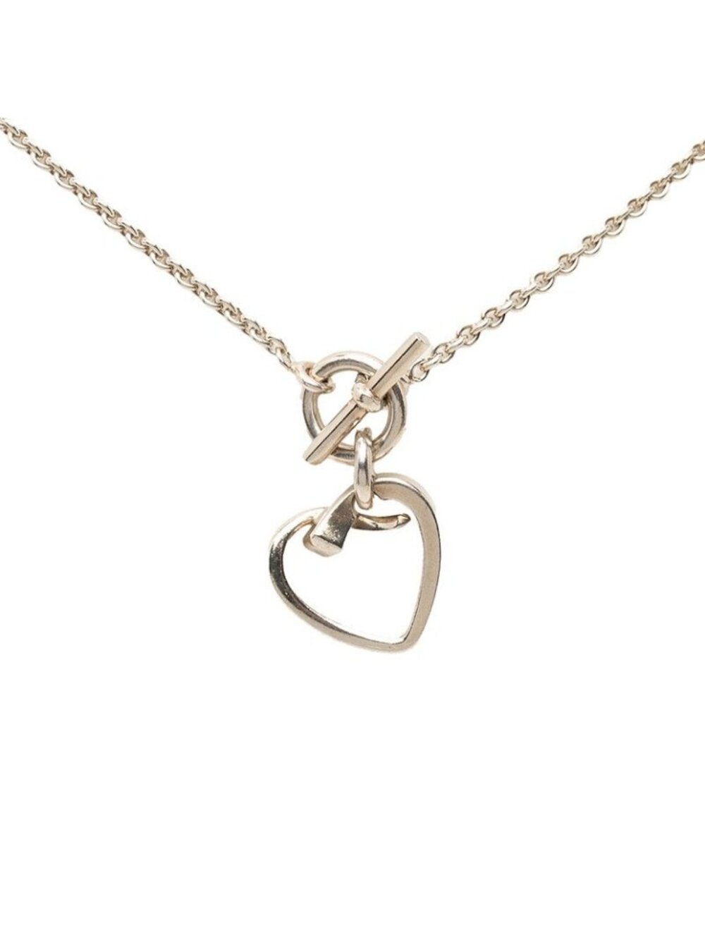 Hermes Crude Forge Chain Heart Pendant Silver